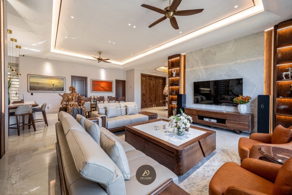 Thi công nội thất biệt thự gỗ óc chó tại Thái Bình - Anh Việt